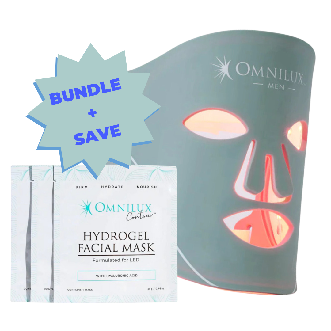 Omnilux Men LED Face Mask + Sheet Mask Bundle