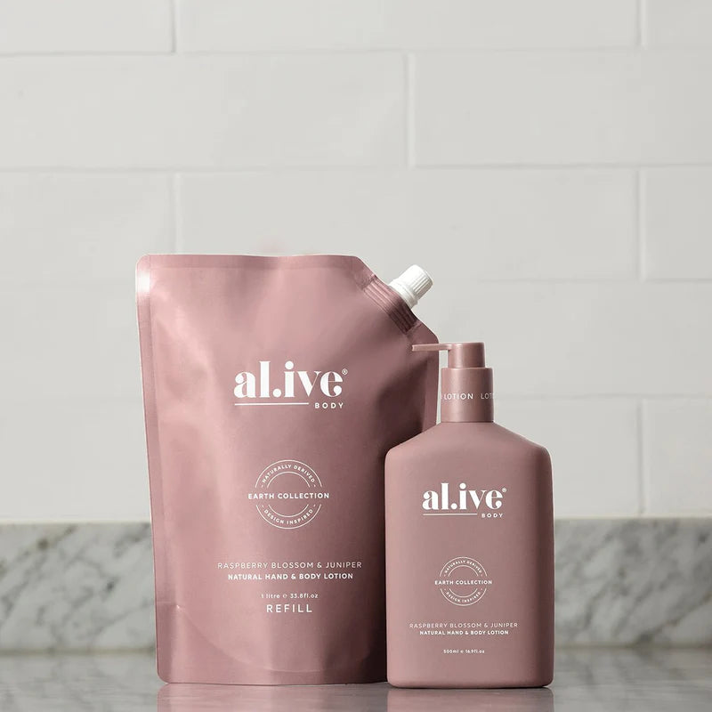 Alive Body Hand &amp; Body Lotion Refill Pouch - Raspberry Blossom &amp; Juniper 1L