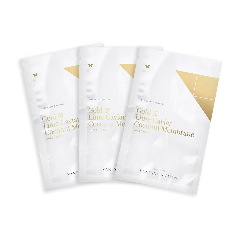 Vanessa Megan Gold &amp; Lime Caviar Coconut Membrane Sheet Mask 3pk