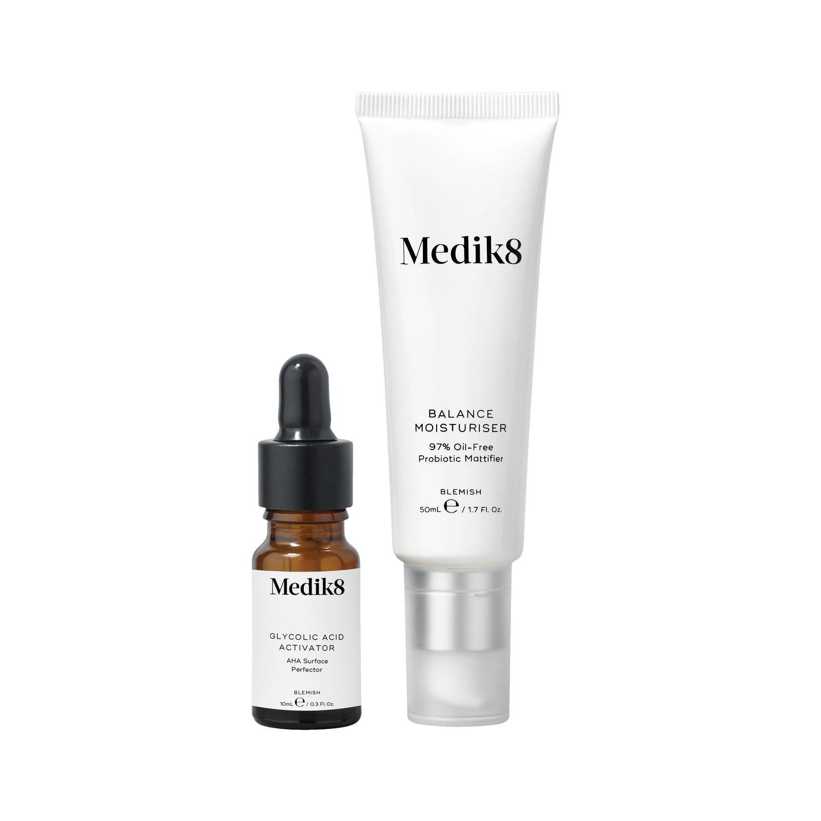 Medik8 Balance Moisturiser with Glycolic Acid Activator 50ml + 10ml