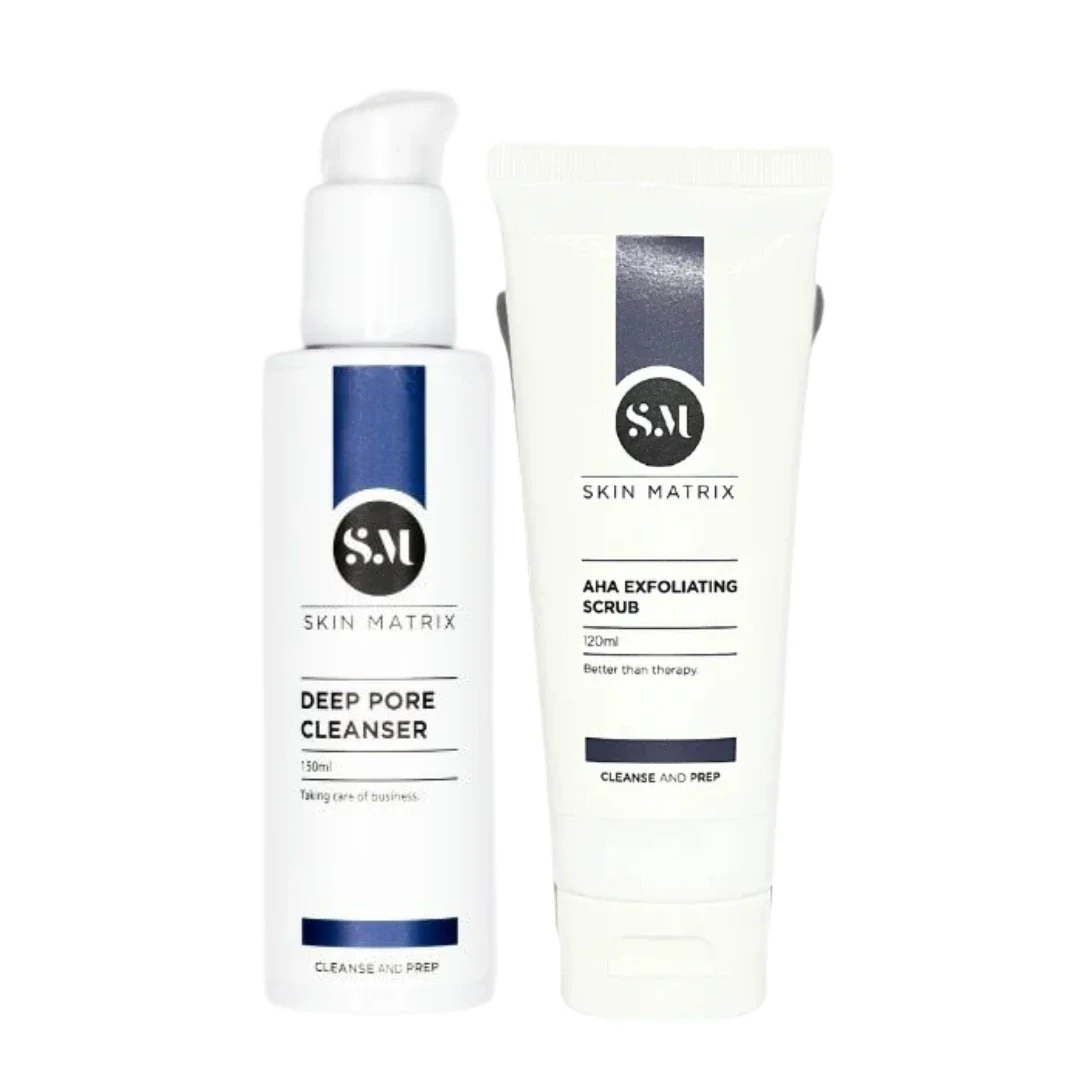 Skin Matrix AHA Exfoliating Scrub and Deep Pore Cleanser Bundle