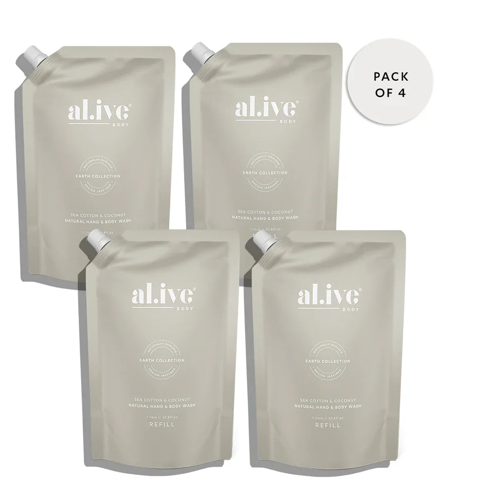 Alive Body Hand &amp; Body Wash Refill Pouch - Sea Cotton &amp; Coconut 1L