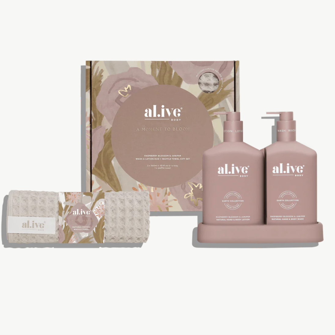 al.ive body Diswashing Liquid &amp; Handwash Duo+ Waffle Towel Giftset