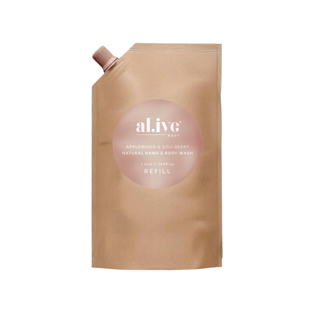 Alive Body Hand & Body Wash Refill Pouch - Applewood & Goji Berry 1L