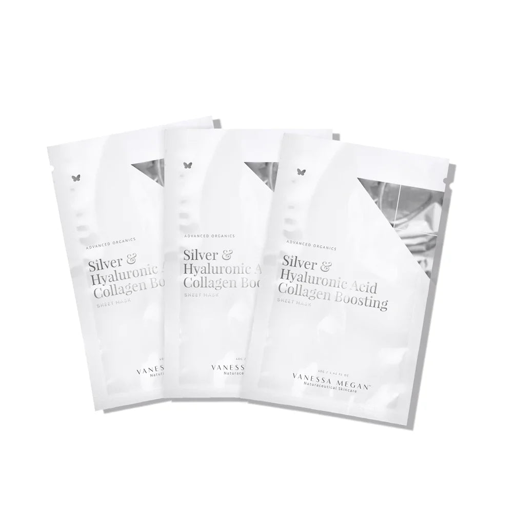 Vanessa Megan Silver &amp; Hyaluronic Acid Collagen Boosting Sheet Mask 3pk