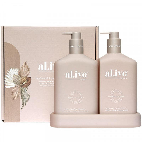 Alive Body Wash & Lotion Duo + Tray - Applewood & Goji Berry