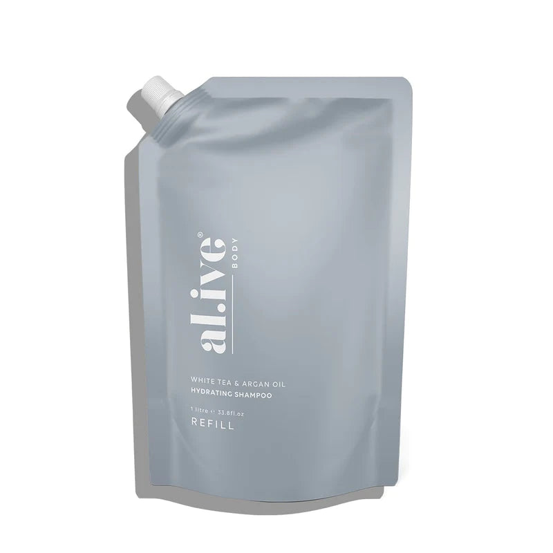 Alive Body Hydrating Shampoo Refill Pouch - White Tea & Argan Oil 1L