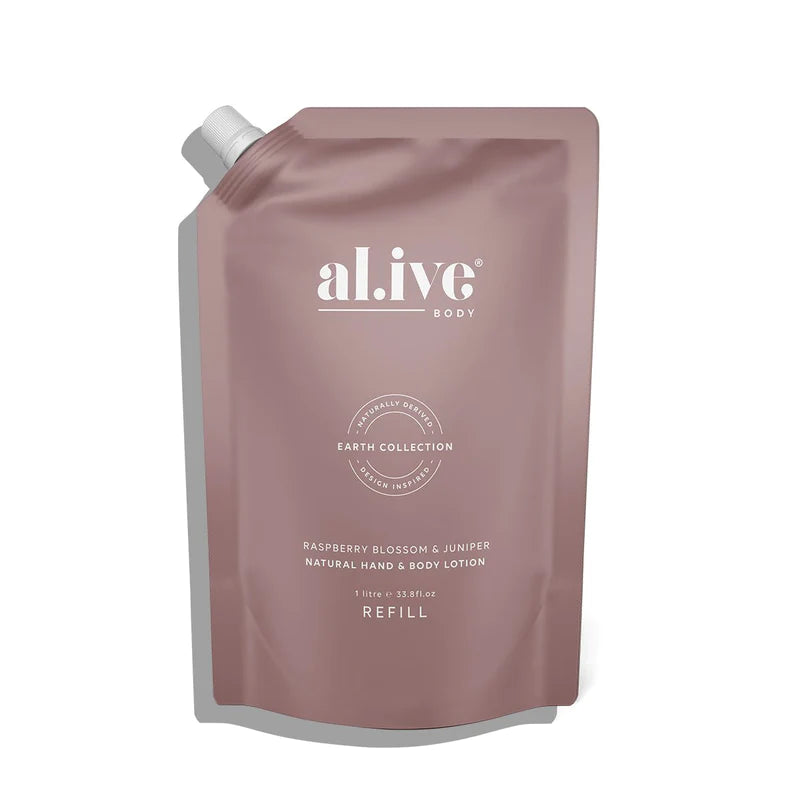 Alive Body Hand &amp; Body Lotion Refill Pouch - Raspberry Blossom &amp; Juniper 1L