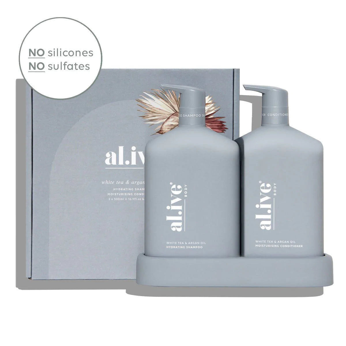 Alive Body Haircare Duo + Tray - White Tea &amp; Argan Oil