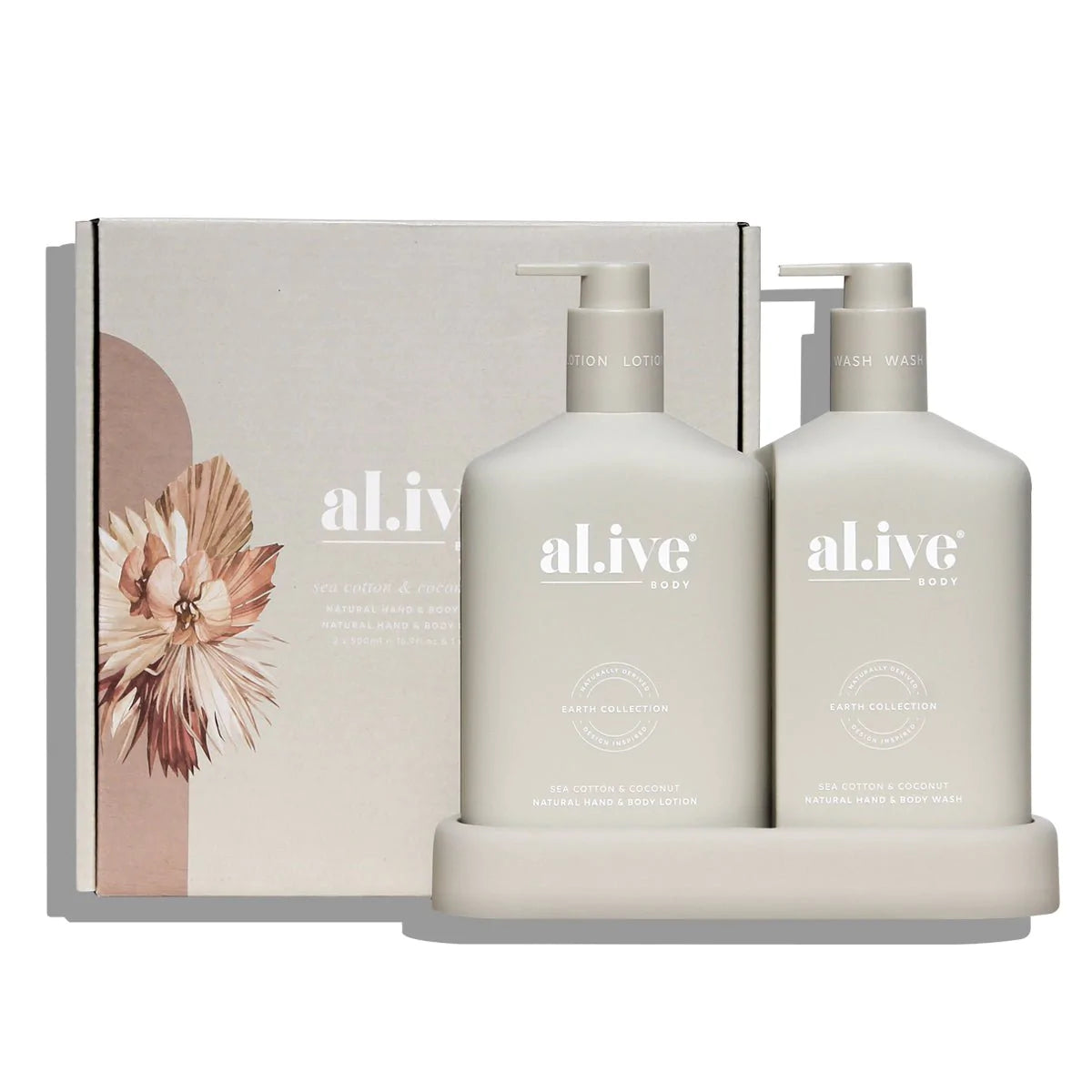 Alive Body Wash & Lotion Duo + Tray - Sea Cotton & Coconut