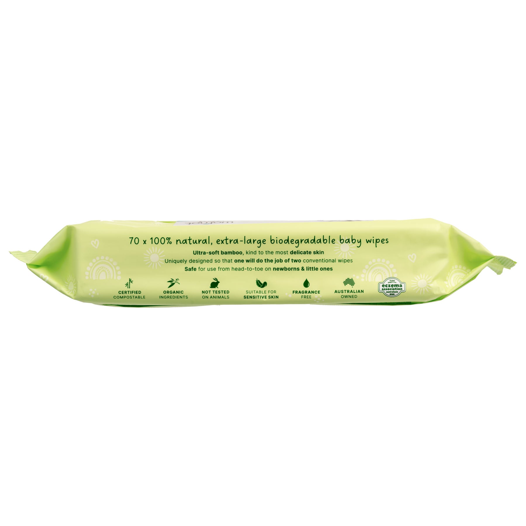 WotNot 100% Natural Biodegradable Baby Wipes 70pk